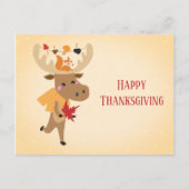 Prettig Thanksgiving Eland Eekhoorn Kleurrijk Briefkaart (Voorkant)