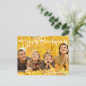 Prettig Thanksgiving Elegante witte script foto Briefkaart (Staand voorkant)