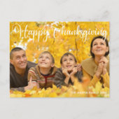 Prettig Thanksgiving Elegante witte script foto Briefkaart (Voorkant)