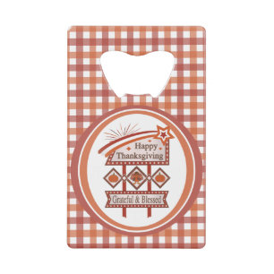 Prettig Thanksgiving Erkentelijk & Gezegend Retro Creditkaart Flessenopener