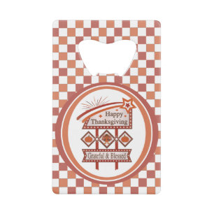 Prettig Thanksgiving Erkentelijk & Gezegend Retro  Creditkaart Flessenopener