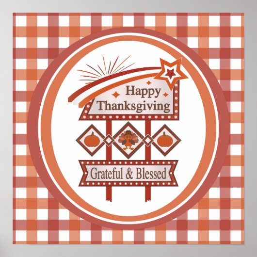 Prettig Thanksgiving Erkentelijk & Gezegend Retro Poster (Voorkant)