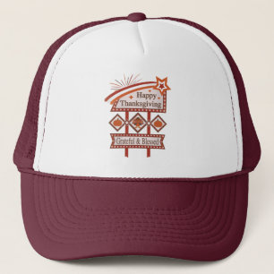 Prettig Thanksgiving Erkentelijk & Gezegend Retro Trucker Pet