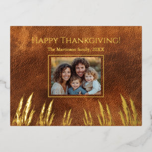 Prettig Thanksgiving Familie Foto Folie Feestdagen Briefkaart