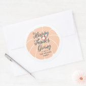 Prettig Thanksgiving Familie Naam Pompoen Ronde Sticker (Envelop)
