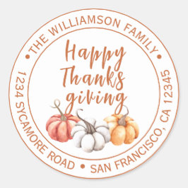 Prettig Thanksgiving Familienaam Retouradres Ronde Sticker
