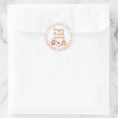 Prettig Thanksgiving Familienaam Retouradres Ronde Sticker (Tas)