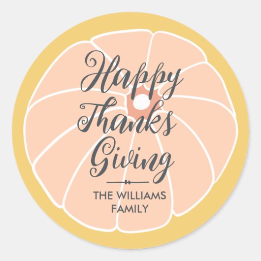 Prettig Thanksgiving Familienaam  Ronde Sticker (Voorkant)