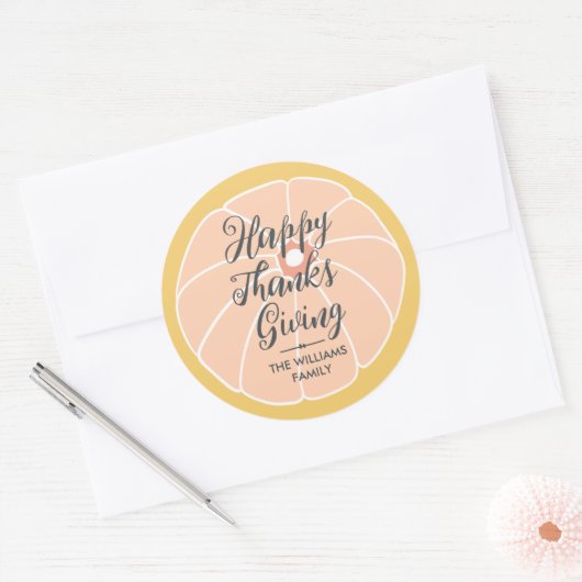 Prettig Thanksgiving Familienaam  Ronde Sticker (Envelop)