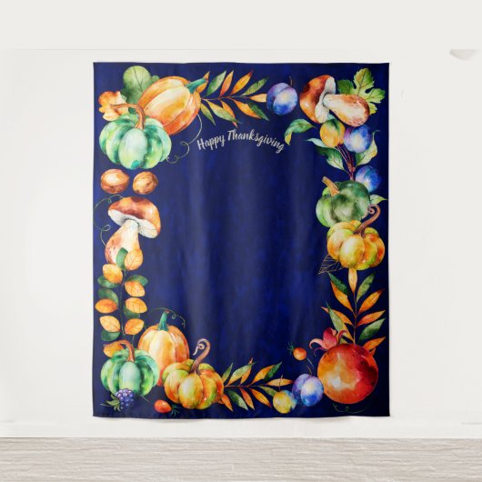 Prettig Thanksgiving  Foto Achtergrond Herfst Oogs Wandkleed (Voorkant)