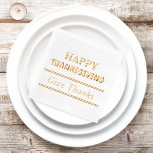 Prettig Thanksgiving Geef Dank Typografie  Folie Servetten