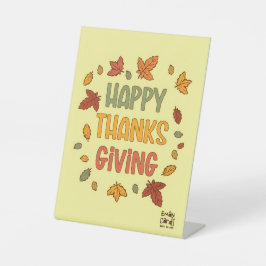 Prettig Thanksgiving - Geel Thema Reclamebord Met Voetstuk