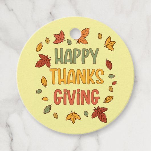 Prettig Thanksgiving - Gele Thema Bedankjes Labels (Voorkant)