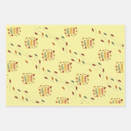 Prettig Thanksgiving - Gele Thema Inpakpapier Vel (Voorkant)
