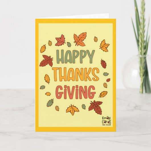 Prettig Thanksgiving - Gele Thema Kaart (Voorkant)