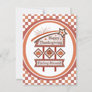 Prettig Thanksgiving Gevoel Gezegend Retro Bord Briefkaart
