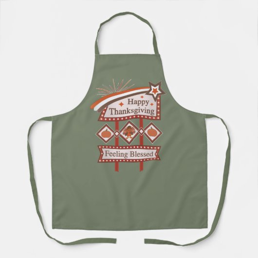 Prettig Thanksgiving Gevoel Gezegend Retro Bord Schort (Voorkant)