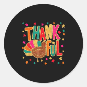 Prettig Thanksgiving Grappige Dankbare Kalkoen Pom Ronde Sticker