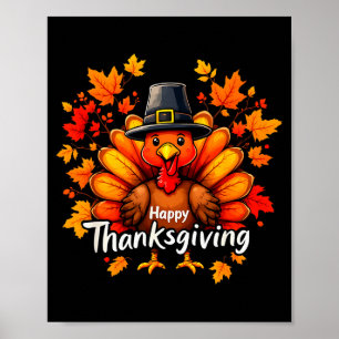Prettig Thanksgiving Grappige Kalkoen Familie Dine Poster