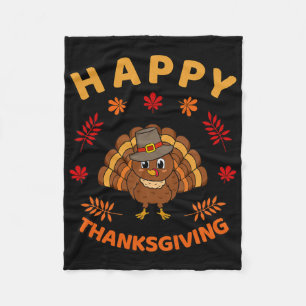 Prettig Thanksgiving Grappige Kalkoen Familie Mann Fleece Deken
