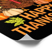Prettig Thanksgiving Grappige Kalkoen Pompoen Herf Poster (Hoek)