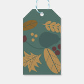 Prettig Thanksgiving Herfst Folklore Groen Blauw Cadeaulabel (Achterkant)
