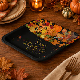 Prettig Thanksgiving Herfst Oogst Papieren Bordje