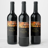 Prettig Thanksgiving Herfst Oogst Wijn Etiket (Flessen)