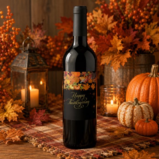 Prettig Thanksgiving Herfst Oogst Wijn Etiket