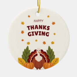 Prettig Thanksgiving Herfst, Pompoen & Kalkoen Keramisch Ornament