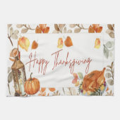 Prettig Thanksgiving Herfst Pompoen & Kalkoen Theedoek (Horizontaal)