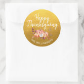 Prettig Thanksgiving Herfst Pompoen Klassiek Goud Ronde Sticker (Tas)