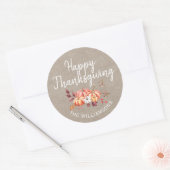 Prettig Thanksgiving Herfst Pompoen Kraft Papier Ronde Sticker (Envelop)