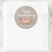 Prettig Thanksgiving Herfst Pompoen Kraft Papier Ronde Sticker (Tas)