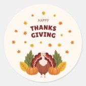 Prettig Thanksgiving Herfst Pompoen Ronde Sticker (Voorkant)