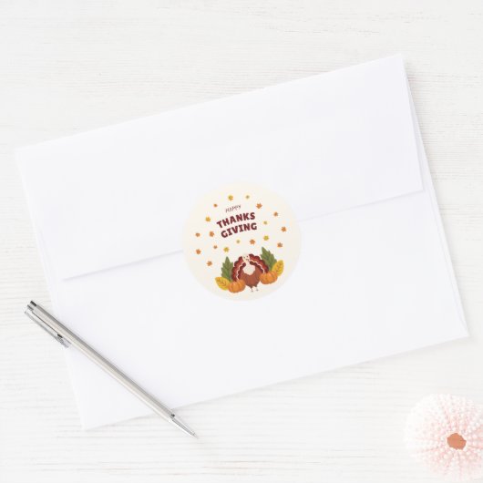 Prettig Thanksgiving Herfst Pompoen Ronde Sticker (Envelop)