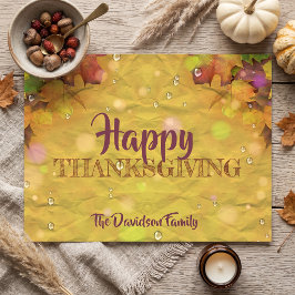 Prettig Thanksgiving Herfstbladeren En Regendruppe Feestdagenkaart