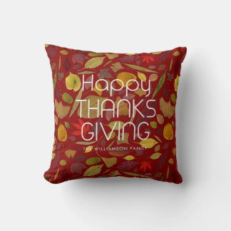 Prettig Thanksgiving Herfstbladeren Roestig Rood G Kussen