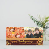 Prettig Thanksgiving Herfstbladeren Twee Foto Feestdagenkaart (Staand voorkant)