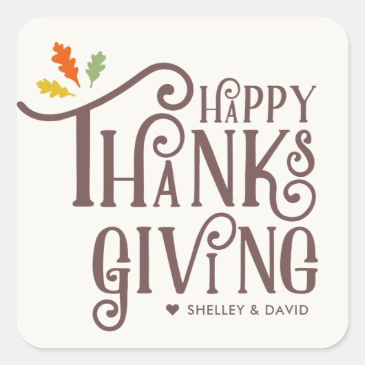 Prettig Thanksgiving | Herfstbladeren Vierkante Sticker (Voorkant)