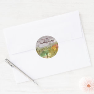 Prettig Thanksgiving Herfstbomen Stormachtige Grij Ronde Sticker