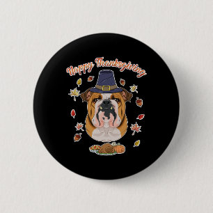 Prettig Thanksgiving Ik Hond Liefhebber Ik Engelse Ronde Button 5,7 Cm