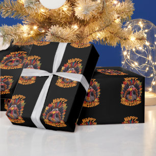 Prettig Thanksgiving Kalkoen Familie Herfst Cadeaupapier