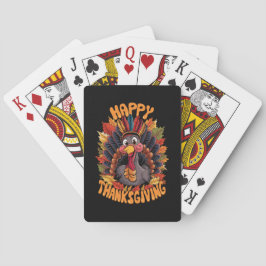 Prettig Thanksgiving Kalkoen Familie Herfst Pokerkaarten
