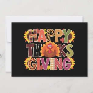 Prettig Thanksgiving Kalkoen Grappige Pompoen Seiz Feestdagenkaart