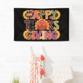 Prettig Thanksgiving Kalkoen Grappige Pompoen Seiz Spandoek (Insitu)