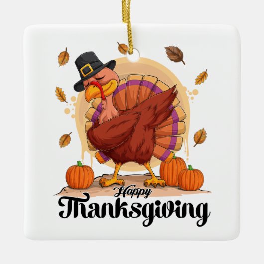 Prettig Thanksgiving Keramisch Ornament (Voorkant)