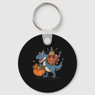 Prettig Thanksgiving Kinderen Grappige Kalkoen Rij Sleutelhanger