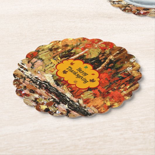 Prettig Thanksgiving, Kleuren van de herfst mok Kartonnen Onderzetters (Gekanteld)