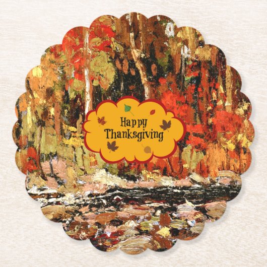 Prettig Thanksgiving, Kleuren van de herfst mok Kartonnen Onderzetters (Voorkant)